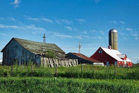 Farm house with barn and silo